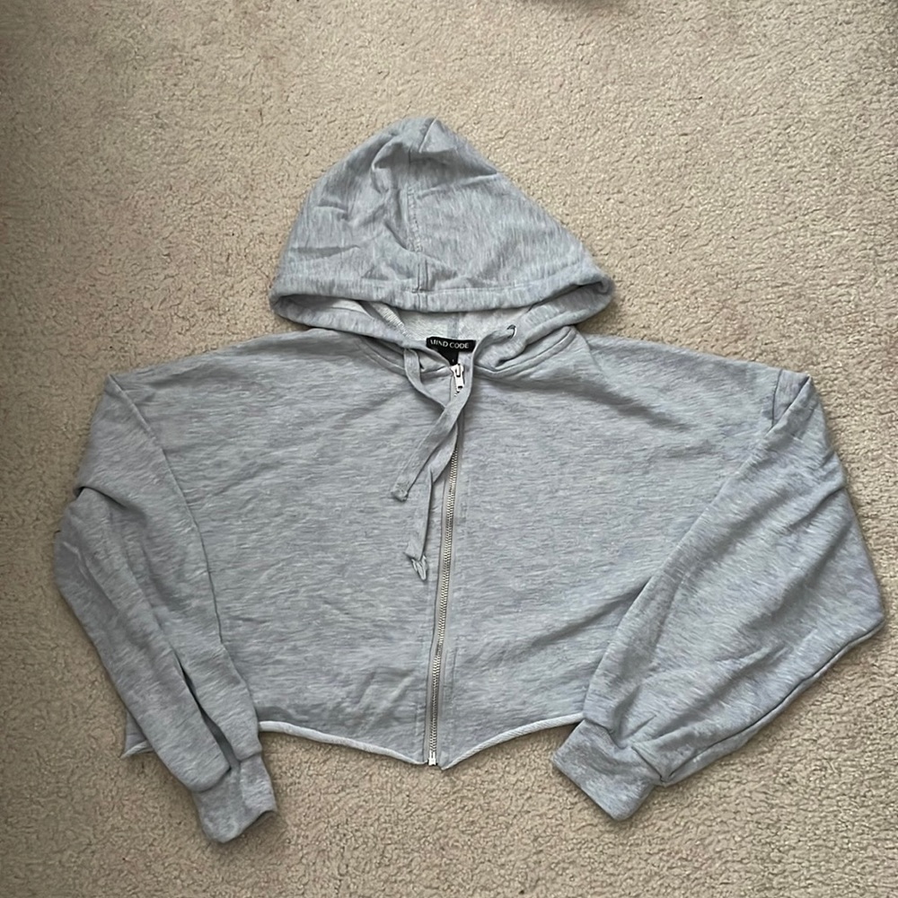 Cropped zip up hoodie